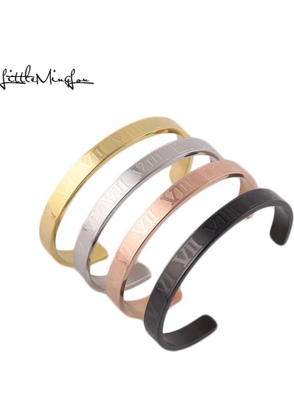 6cm Kadın Tarzı Siyah Lüks Altın Çift Erkekler Lover Romen Rakamları Ölçek Açık Manşet Titanyum Paslanmaz Çelik Bileklik Erkekler Için Kadın Takı (Yurt Dışından) modelleri