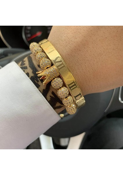 6cm Kadın Tarzı Siyah Lüks Altın Çift Erkekler Lover Romen Rakamları Ölçek Açık Manşet Titanyum Paslanmaz Çelik Bileklik Erkekler Için Kadın Takı (Yurt Dışından) indirimleri