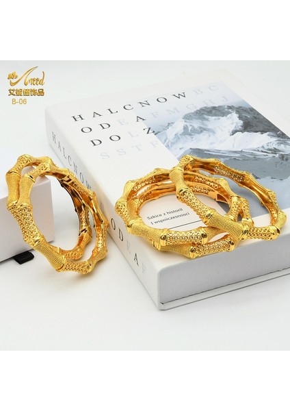 B-06-2pcs Dubai Altın Bilezik Düğün Hint Bilezik Kadınlar Afrika Fas Ünlü Charm Etiyopya Parmak Hawaii Gelin Takı (Yurt Dışından) fırsatları
