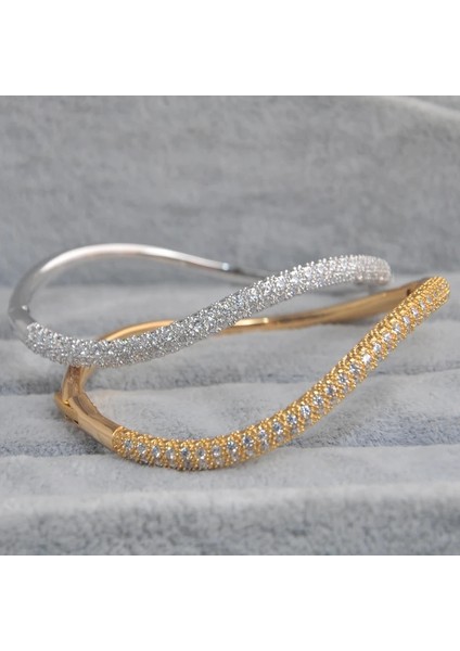 1 Adet Altın Rengi--3 Jınju Lüks Altın Renk Charm Bilezikler Kadınlar Için Bakır Kübik Zirkonya Manşet Braclet Femme Dubai Moda Takı (Yurt Dışından)