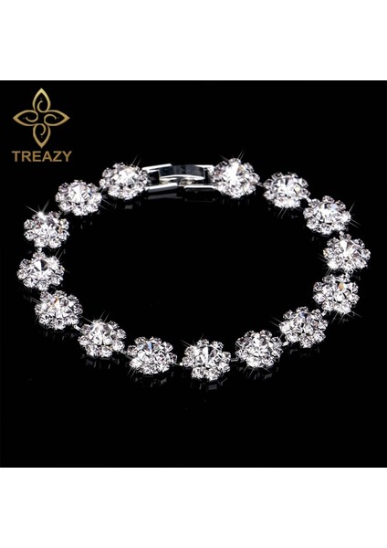 Tasarım 4 Treazy Yeni Lüks Rhinestone Kristal Bilezik ve Bilezikler Kadınlar Için Gümüş Kaplama Gelin Bilezikler Düğün Takı Aksesuarları (Yurt Dışından) modelleri