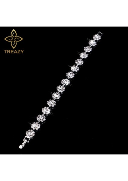 Tasarım 4 Treazy Yeni Lüks Rhinestone Kristal Bilezik ve Bilezikler Kadınlar Için Gümüş Kaplama Gelin Bilezikler Düğün Takı Aksesuarları (Yurt Dışından) fırsatları