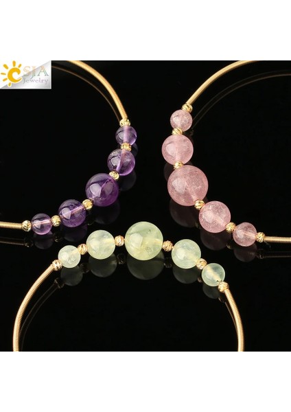 Yanyuan Yeşim Csja Doğal Kristal Bilezik Tel Sarma Yuvarlak Taş Antik Altın Renk Kadınlar Kızlar Için Manşet Bilezikler Trendy Takı Pulsera G564 (Yurt Dışından) fırsatları