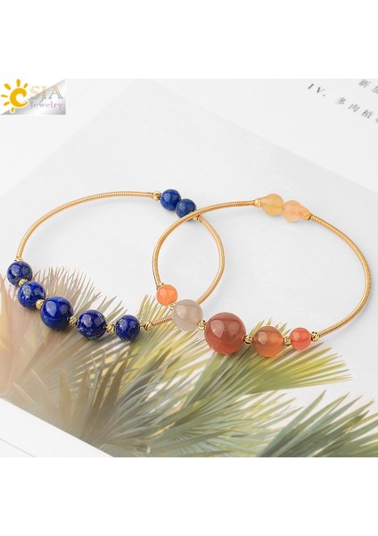Yanyuan Yeşim Csja Doğal Kristal Bilezik Tel Sarma Yuvarlak Taş Antik Altın Renk Kadınlar Kızlar Için Manşet Bilezikler Trendy Takı Pulsera G564 (Yurt Dışından) indirimleri