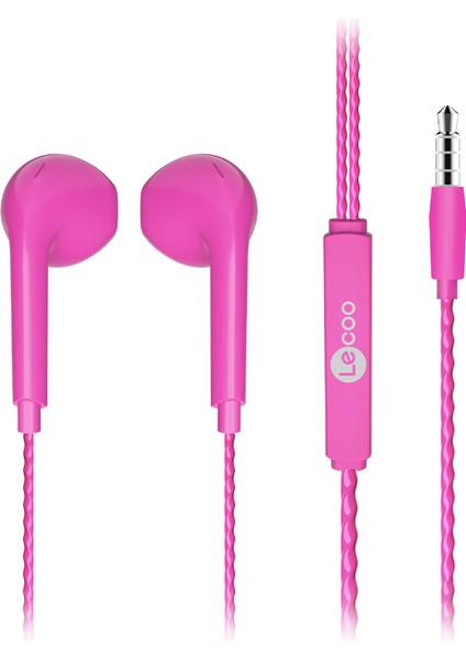 EH104 Kablolu 3.5mm Jacklı Kulak İçi Mikrofonlu Kulaklık Pembe
