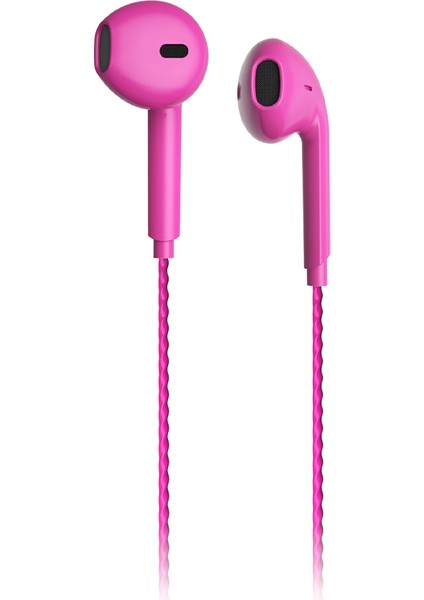 EH104 Kablolu 3.5mm Jacklı Kulak İçi Mikrofonlu Kulaklık Pembe