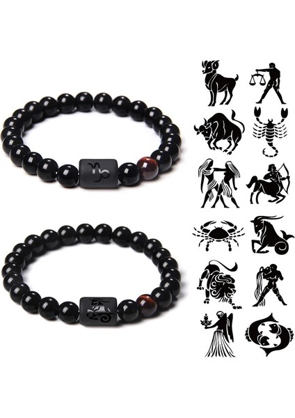 23CM Tarzı Aslan Moda Erkekler Bilezik 12 Takımyıldızı Burç Charm Bilezik Kadınlar Için Doğal Oniks Boncuklu Doğum Günü Takı Erkek Çiftler Hediye (Yurt Dışından) fırsatları