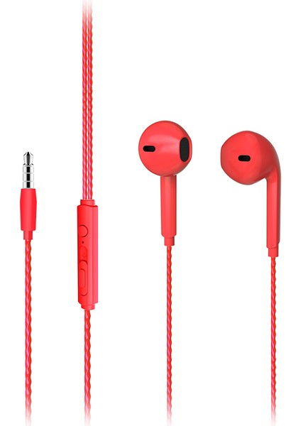 EH104 Kablolu 3.5mm Jacklı Kulak İçi Mikrofonlu Kulaklık Kırmızı modelleri