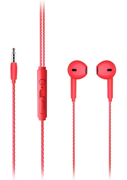 EH104 Kablolu 3.5mm Jacklı Kulak İçi Mikrofonlu Kulaklık Kırmızı fırsatları