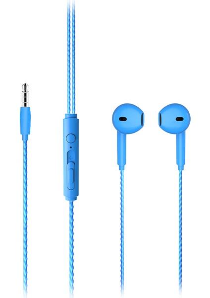 EH104 Kablolu 3.5mm Jacklı Kulak İçi Mikrofonlu Kulaklık Mavi