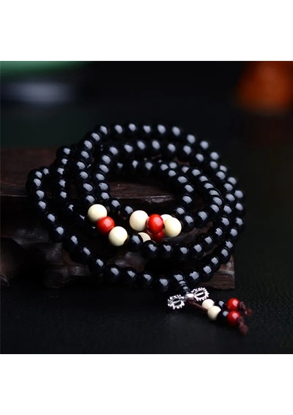 Bk 8mm Doğal Tibet Budizm Mala Sandal Tespih Boncuk Namaz Bilezik Kolye Sandal Ahşap Takı (Yurt Dışından)