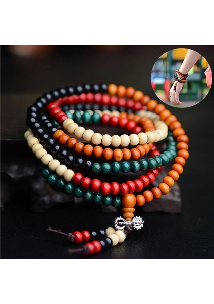 Bk 8mm Doğal Tibet Budizm Mala Sandal Tespih Boncuk Namaz Bilezik Kolye Sandal Ahşap Takı (Yurt Dışından) modelleri