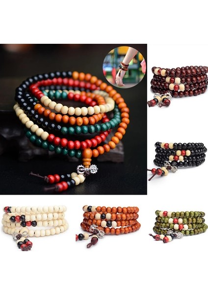 Bk 8mm Doğal Tibet Budizm Mala Sandal Tespih Boncuk Namaz Bilezik Kolye Sandal Ahşap Takı (Yurt Dışından) fırsatları