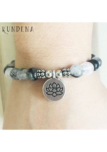 19CM Tarzı Gümüş Buda Mala Bileklikler Unisex Depresyon ve Anksiyete Rölyef Bileklikleri Yoga Lotus Bileklik Rutilated Buddha Charm Bileklik (Yurt Dışından) fırsatları