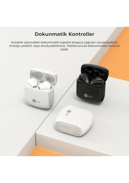 EW303 Kablosuz Bluetooth 5.0 TWS Mikrofonlu Kulak İçi Kulaklık Siyah