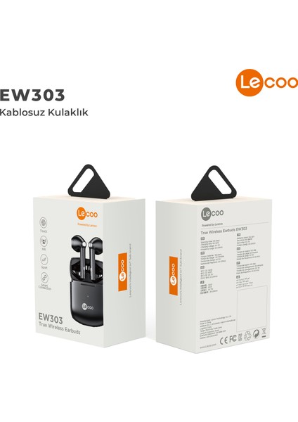 EW303 Kablosuz Bluetooth 5.0 TWS Mikrofonlu Kulak İçi Kulaklık Siyah