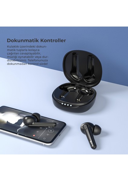 EW302 Kablosuz Bluetooth 5.1 TWS Mikrofonlu Kulak İçi Kulaklık Beyaz