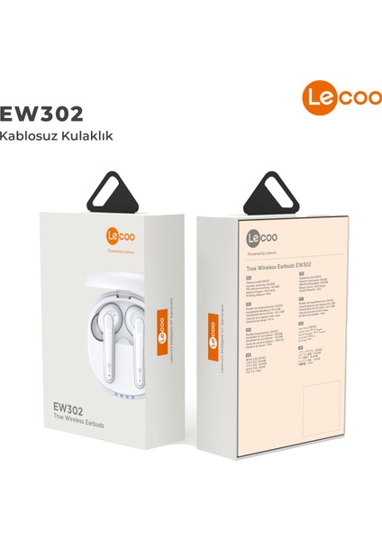 EW302 Kablosuz Bluetooth 5.1 TWS Mikrofonlu Kulak İçi Kulaklık Beyaz