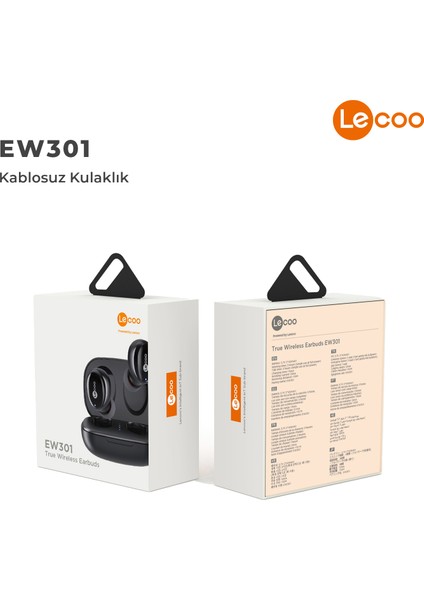 EW301 Kablosuz Bluetooth 5.0 TWS Mikrofonlu Kulak İçi Kulaklık Siyah