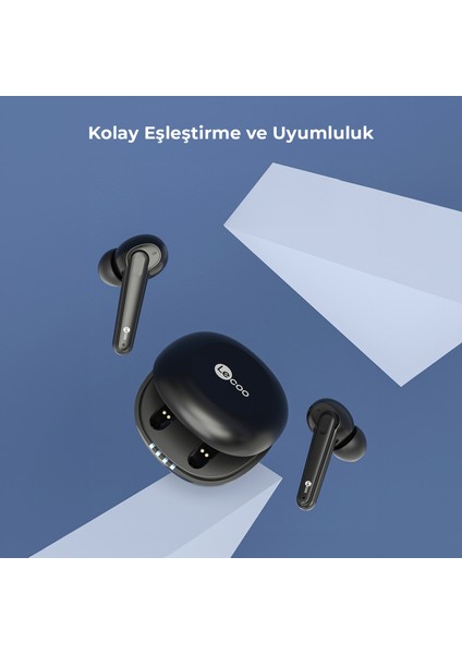 EW302 Kablosuz Bluetooth 5.1 TWS Mikrofonlu Kulak İçi Kulaklık Siyah