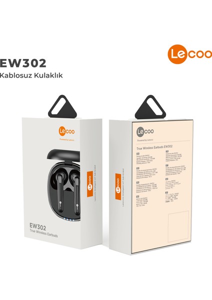 EW302 Kablosuz Bluetooth 5.1 TWS Mikrofonlu Kulak İçi Kulaklık Siyah