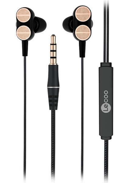 EH102 Kablolu 3.5mm Jacklı Kulak İçi Mikrofonlu Dual Driver Kulaklık Siyah