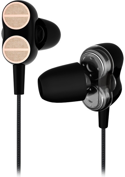 EH102 Kablolu 3.5mm Jacklı Kulak İçi Mikrofonlu Dual Driver Kulaklık Siyah modelleri