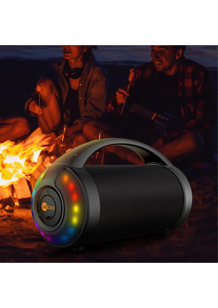 DS156 8.5W Kablosuz Bluetooth 5.0 RGB Aydınlatmalı TWS Stereo Boombox Taşınabilir Hoparlör Siyah