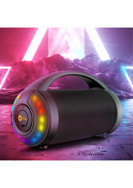 DS156 8.5W Kablosuz Bluetooth 5.0 RGB Aydınlatmalı TWS Stereo Boombox Taşınabilir Hoparlör Siyah
