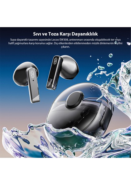 EW308 Kablosuz Bluetooth 5.1 TWS Mikrofonlu Kulak İçi Kulaklık Siyah