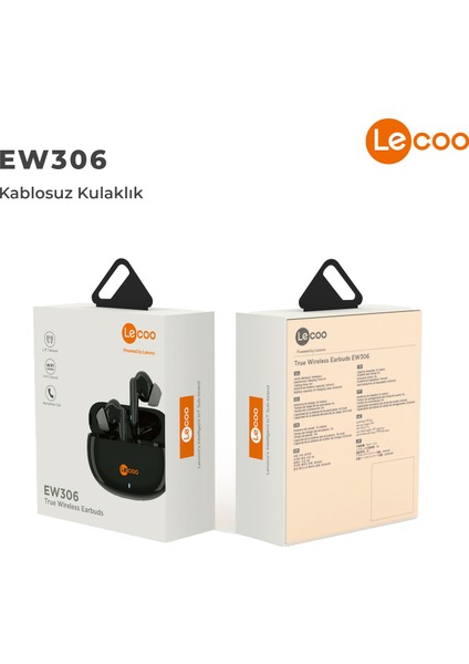 EW306 Kablosuz Bluetooth 5.1 Hi-Fi TWS Mikrofonlu Kulak içi Kulaklık Siyah