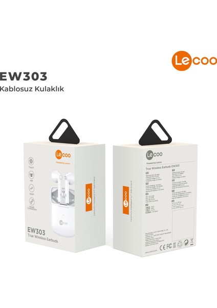 EW303 Bluetooth 5.0 Kablosuz TWS Mikrofonlu Kulak İçi Kulaklık Beyaz