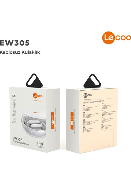 EW305 Kablosuz Bluetooth 5.1 ENC IPX5 TWS Mikrofonlu Kulak İçi Kulaklık Beyaz