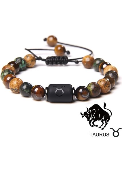 Ayarlanabilir Stil Boğa 4.20-5.20 12 Zodyak Işaretleri Takımyıldızı Bilezik Doğal Resim Turkuaz Kaplan Gözü Taş Dokuma Bilezik Takı Kadınlar Için Adam Çift Hediye (Yurt Dışından)