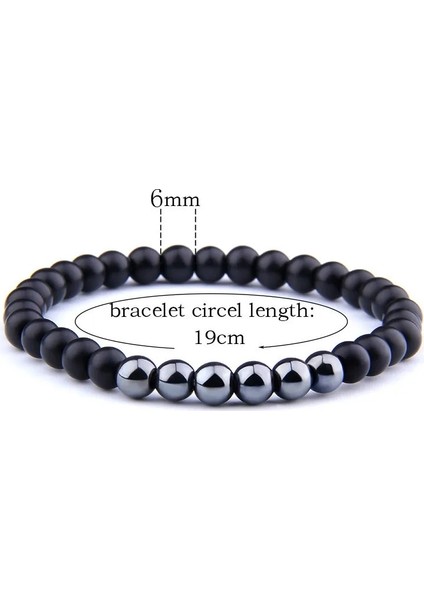 19CM Tarzı No.9 Boyutu Vintage Streç Bilezikler Erkekler Doğal Taş Boncuk Bilezik Sağlık Kadınlar Pulseira Takı Için Manyetik Hematit Bileklik Yok (Yurt Dışından)