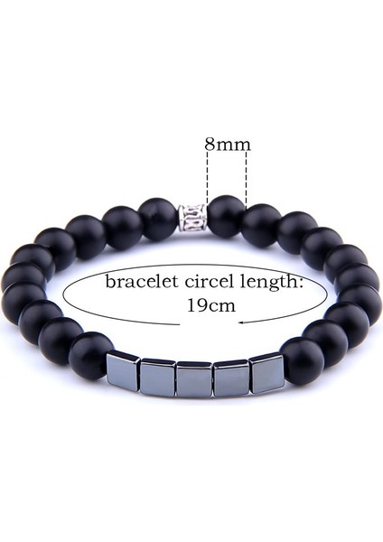 19CM Tarzı No.9 Boyutu Vintage Streç Bilezikler Erkekler Doğal Taş Boncuk Bilezik Sağlık Kadınlar Pulseira Takı Için Manyetik Hematit Bileklik Yok (Yurt Dışından)