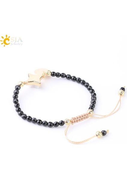 Kalp Csja Mini Boncuk Bilezik Doğal Taş Siyah Turmalin Geode Drusy Boncuklu Erkekler Kadınlar Için Bilezikler Moda Takı Hediye F749 (Yurt Dışından)