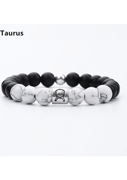 Boğa Burcu Doğal Taş Boncuklu Bilezikler On Iki Takımyıldızı Manyezit Boncuk Bilezik Kadın Erkek Dıy Aksesuarları Hediye (Yurt Dışından)