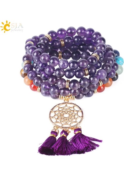 Pembe Aventurin Csja Japamala 108 Mala Boncuk 8 mm Doğal Taş Bilezik Dream Catcher Püskül Charm Bilezik Çakra Namaz Tespih Takı F484 (Yurt Dışından) fiyatları