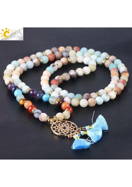Pembe Aventurin Csja Japamala 108 Mala Boncuk 8 mm Doğal Taş Bilezik Dream Catcher Püskül Charm Bilezik Çakra Namaz Tespih Takı F484 (Yurt Dışından) indirimleri