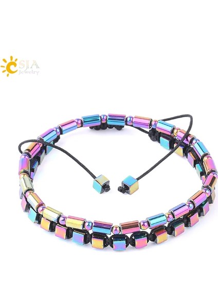 Elastik-A Csja Moda Hematit Bilezik Manyetik Elastik Örgü Ayarlanabilir Bilezikler Erkekler Kadınlar Için Kare Silindirik Sağlıklı Bilezik F623 (Yurt Dışından) fiyatları