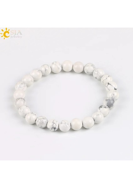 Sır Csja 8mm Mat Sır Yüksek Li Beyaz Howlite Şanslı Mücevher Taş Mala Boncuk Strand Bilezikler Meditasyon Erkekler & Kadınlar Takı P042 (Yurt Dışından)