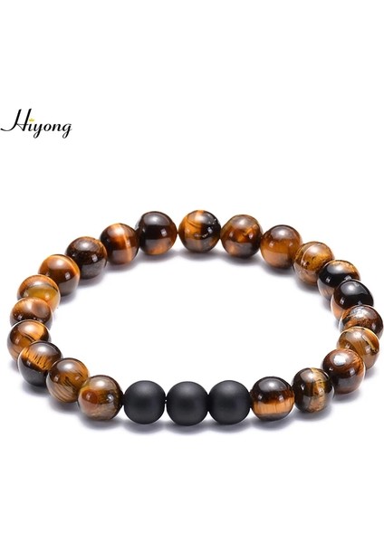 Kaplan Gözü Moda 8mm Kaplan Gözü Taş Boncuk Bilezik Beyaz Howlite Doğal Taş Uzun Mesafe Çift Bilezikler Charm Yoga Bileklik Erkekler Için (Yurt Dışından)