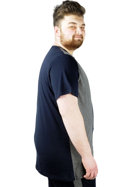 Mode Xl Erkek T Shirt Parçalı MD08 22134 Lacivert