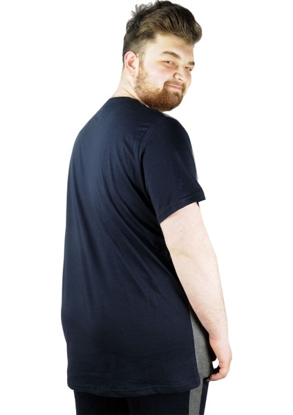 Mode Xl Erkek T Shirt Parçalı MD08 22134 Lacivert