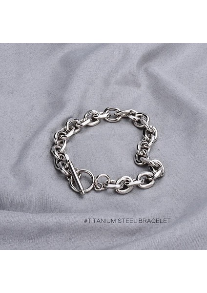Bilezik 06 Bilezik Titanyum Çelik Bilezikler Katmanlı Bilezikler Bayanlar Yuvarlak Toka Mücevherat Çiftler Moda Vintage Gümüş Renk Pulseras (Yurt Dışından)