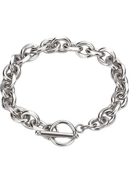 Bilezik 06 Bilezik Titanyum Çelik Bilezikler Katmanlı Bilezikler Bayanlar Yuvarlak Toka Mücevherat Çiftler Moda Vintage Gümüş Renk Pulseras (Yurt Dışından) fırsatları