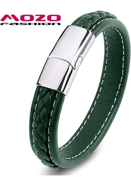 Iç Çevre 185MM Stili SY010G Mozo Moda Retro Erkekler Takı Örgülü Deri Kadın El Yapımı Yüksek Li Bilezik Trendy Paslanmaz Çelik Toka Bilek Bandı 010 (Yurt Dışından)