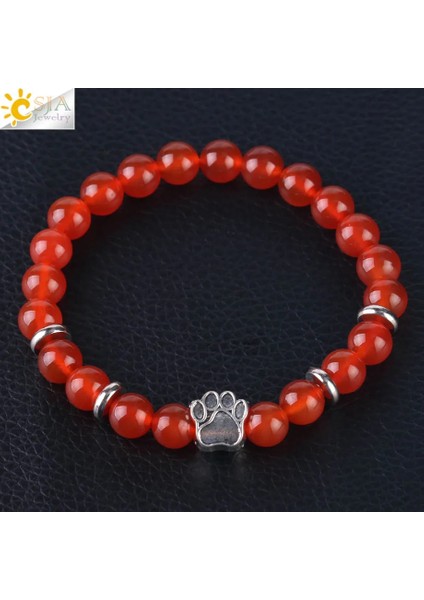 Kırmızı Oniks Csja Sıcak Satış Doğal Taş Ayı Pençe Bilezik Mala Boncuk Yoga Mor Kristal Lava Kuvars Elastik Halat Kadın Erkek Bilezikler F449 (Yurt Dışından)