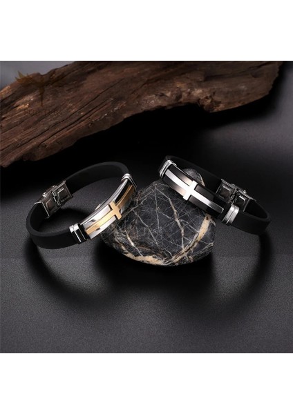 17CM Tarzı Açık Sarı Renk Erkekler Için Dini Isa Çapraz Bilezikler Silika Jel Kemer Ayarlayın Paslanmaz Çelik Manşet Bilezik Erkek Bilezikler Fashio (Yurt Dışından) modelleri